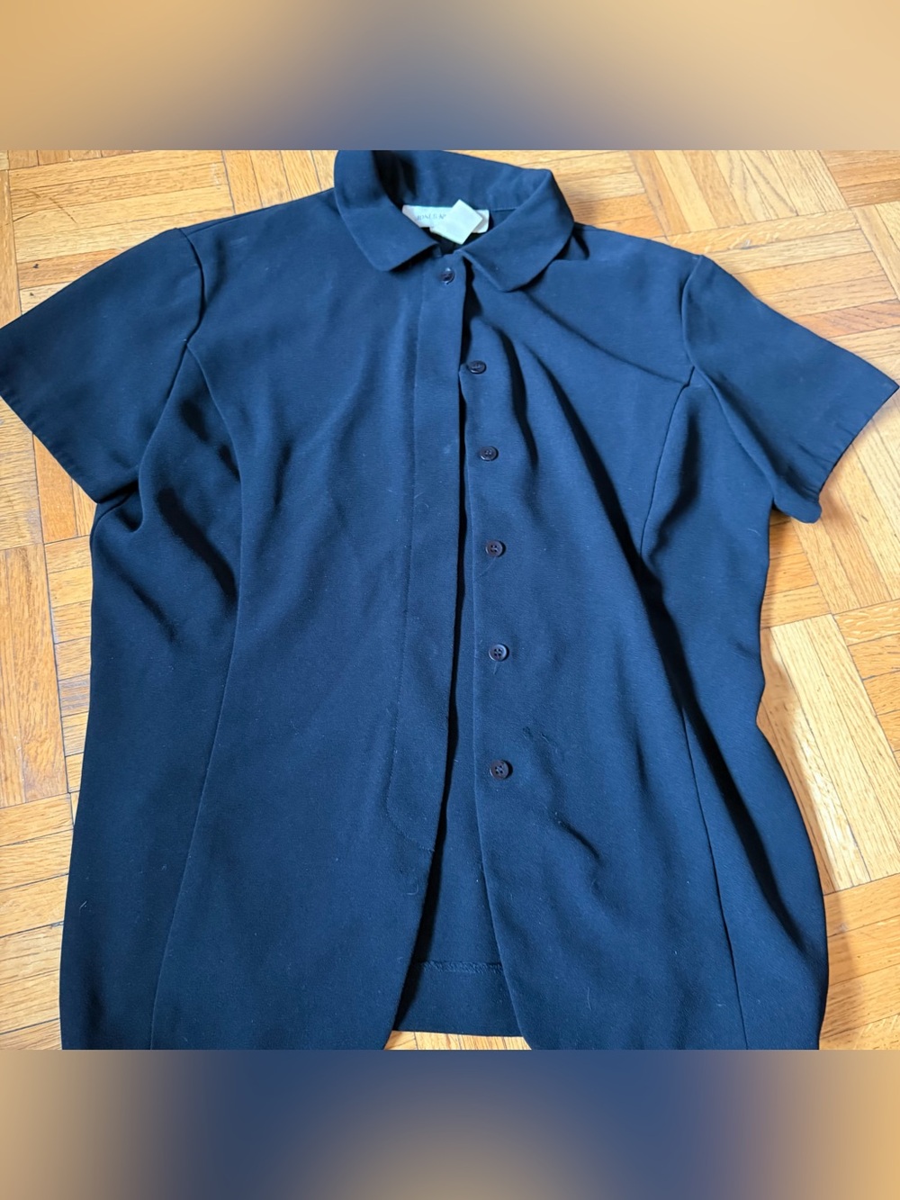Vintage Jones New York Black Short-Sleeve Button-Up Shirt